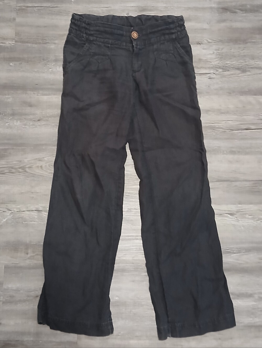 Hard To Find Size 6 Athleta Lagoon 100% Linen Wide Leg Pant Charcoal Gray Grey